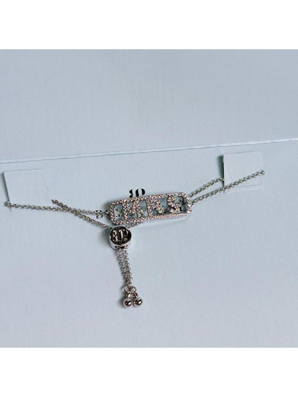 Bomb Party Love Ever After "The Mrs. Sparkle Bar Bracelet" Rhodium RBP3755 RETRO